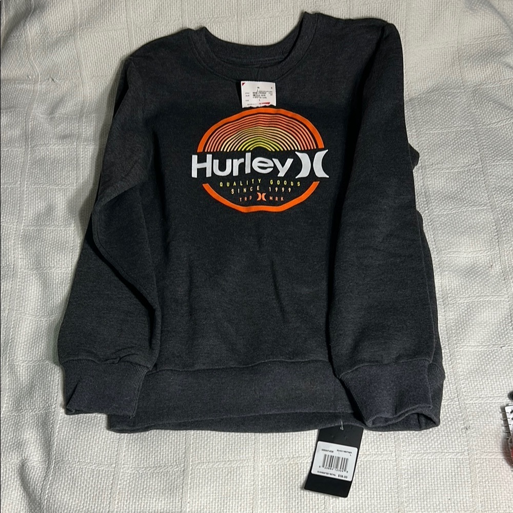 Hurley Gray Crewneck Sweater with Ribbed Cuffs